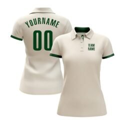 Custom Cream Green Performance Golf Polo Shirt - Image 3