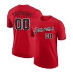 Custom Red Black-White Performance T-Shirt