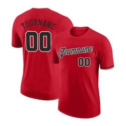 Custom Red Black-White Performance T-Shirt