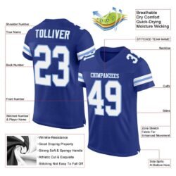 Custom Royal White-Light Blue Mesh Authentic Football Jersey - Image 2