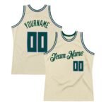 Custom Cream Hunter Green-Royal Authentic Throwback Basketball Jersey
