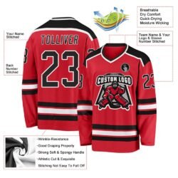 Custom Red Black-White Hockey Jersey - Image 2