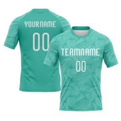 Custom Aqua White Lines Sublimation Volleyball Uniform Jersey