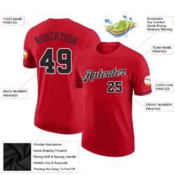 Custom Red Black-White Performance T-Shirt - Image 2