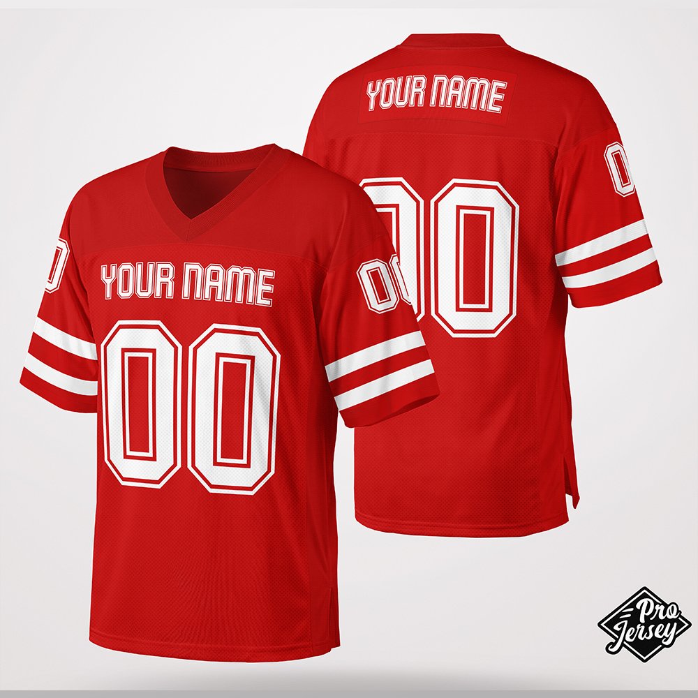 14 Custom Red & White Football Jersey - Image 1