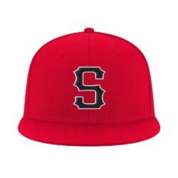 Custom Red Black-White Stitched Adjustable Snapback Hat - Image 2