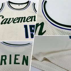 Custom Cream Hunter Green-Royal Authentic Throwback Basketball Jersey - Image 3