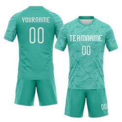 Custom Aqua White Lines Sublimation Volleyball Uniform Jersey - Image 3