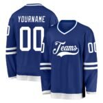 Custom Royal White Hockey Jersey
