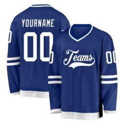 Custom Royal White Hockey Jersey