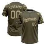 Custom Olive Vegas Gold-Camo 3D Pattern Salute To Service Two-Button Unisex Softball Jersey