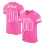 Custom Pink Pink-White Mesh Authentic Football Jersey
