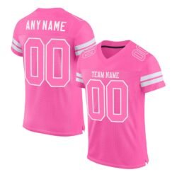 Custom Pink Pink-White Mesh Authentic Football Jersey