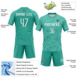 Custom Aqua White Lines Sublimation Volleyball Uniform Jersey - Image 2
