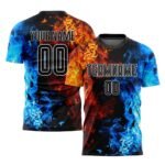 Custom Figure Black-White Flame Sublimation Soccer Uniform Jersey