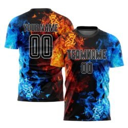 Custom Figure Black-White Flame Sublimation Soccer Uniform Jersey