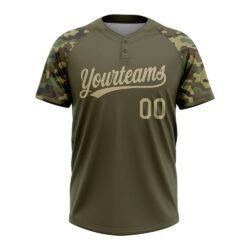 Custom Olive Vegas Gold-Camo 3D Pattern Salute To Service Two-Button Unisex Softball Jersey - Image 4