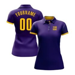 Custom Purple Yellow Performance Golf Polo Shirt - Image 3