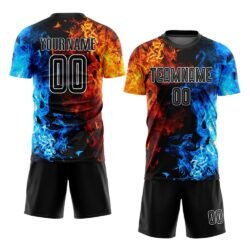 Custom Figure Black-White Flame Sublimation Soccer Uniform Jersey - Image 3