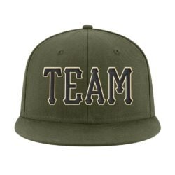 Custom Olive Black-Cream Stitched Adjustable Snapback Salute To Service Hat - Image 2