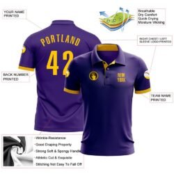 Custom Purple Yellow Performance Golf Polo Shirt - Image 2
