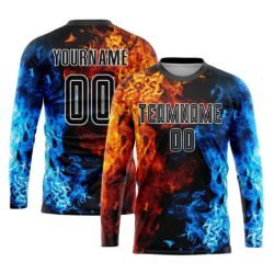 Custom Figure Black-White Flame Sublimation Soccer Uniform Jersey - Image 4