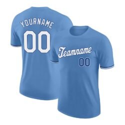 Custom Light Blue White-Royal Performance T-Shirt