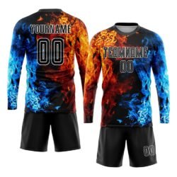 Custom Figure Black-White Flame Sublimation Soccer Uniform Jersey - Image 5