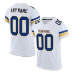 Custom White Royal-Gold Mesh Authentic Football Jersey