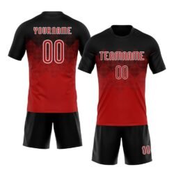 Custom Red Black-White Geometric Shape Sublimation Volleyball Uniform Jersey - Image 3