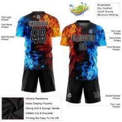 Custom Figure Black-White Flame Sublimation Soccer Uniform Jersey - Image 2