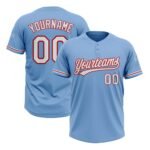 Custom Light Blue White-Red Two-Button Unisex Softball Jersey