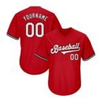 Custom Red White-Black Authentic Throwback Rib-Knit Baseball Jersey Shirt