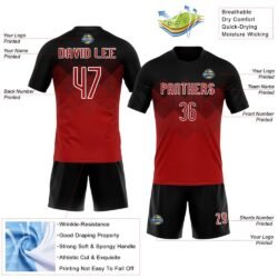 Custom Red Black-White Geometric Shape Sublimation Volleyball Uniform Jersey - Image 2