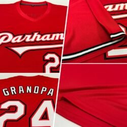 Custom Red White-Black Authentic Throwback Rib-Knit Baseball Jersey Shirt - Image 5