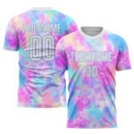 Custom Tie Dye White-Light Blue Sublimation Soccer Uniform Jersey