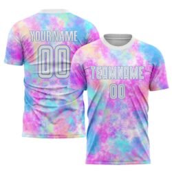 Custom Tie Dye White-Light Blue Sublimation Soccer Uniform Jersey