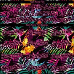 Custom Black Black-Pink 3D Pattern Design Tropical Palm Leaves Authentic Baseball Jersey - Image 5