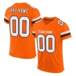 Custom Orange White-Black Mesh Authentic Football Jersey