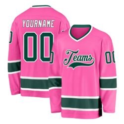 Custom Pink Green-White Hockey Jersey