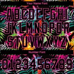 Custom Black Black-Pink 3D Pattern Design Tropical Palm Leaves Authentic Baseball Jersey - Image 6