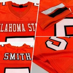 Custom Orange White-Black Mesh Authentic Football Jersey - Image 6