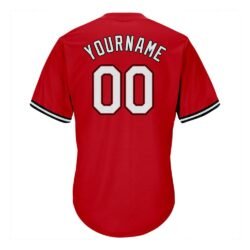 Custom Red White-Black Authentic Throwback Rib-Knit Baseball Jersey Shirt - Image 4