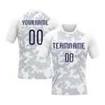Custom White Navy Curve Lines Sublimation Volleyball Uniform Jersey