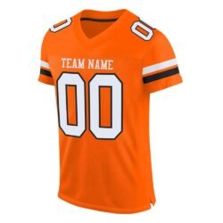Custom Orange White-Black Mesh Authentic Football Jersey - Image 4