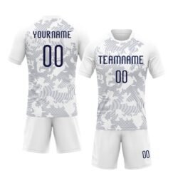 Custom White Navy Curve Lines Sublimation Volleyball Uniform Jersey - Image 3