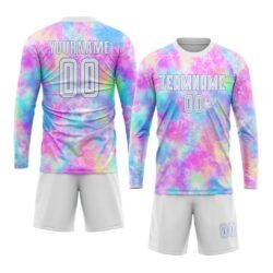 Custom Tie Dye White-Light Blue Sublimation Soccer Uniform Jersey - Image 5