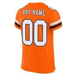 Custom Orange White-Black Mesh Authentic Football Jersey - Image 3