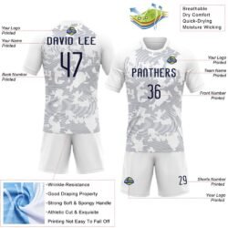 Custom White Navy Curve Lines Sublimation Volleyball Uniform Jersey - Image 2