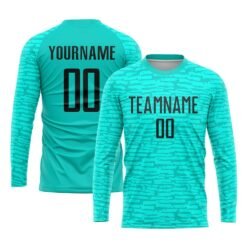Custom Aqua Black Sublimation Soccer Uniform Jersey - Image 4